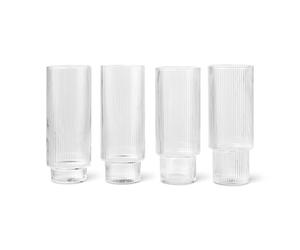 Ripple Long Drinking Glass Set of 4 Clear