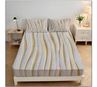 Ripple Marble King Fitted Sheet, Modern Simplicity Bed Cover Home Room Decorative, 12 Inch (30 Cm) Deep Soft Microfiber Elastic Fitted Bed Sheets 150x200x30cm, Gold