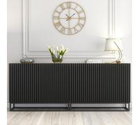 Ripple Oak & Black 200cm Duo Sideboard - Modern Fluted Design