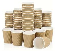 Ripple Paper Cups Disposable Tripple Wall Kraft Brown Insulated Coffee Drinking Cup For Hot Drinks Tea Cappuccino Cold Espresso Eco Friendly Textured Design Recyclable Lightweight 4oz (Pack Of 25)