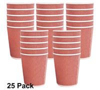 Ripple Red Paper Cups Triple Layer 240Ml/8Oz Insulated Disposable Coffee Drinkware For Hot & Cold Drinks No Lids 25 Pack