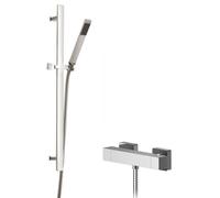 Ripple Square Bar Valve & Sheer Slide Rail Shower Kit - Chrome - Balterley