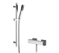 Ripple Square Bar Valve & Slide Rail Shower Kit - Chrome - Balterley
