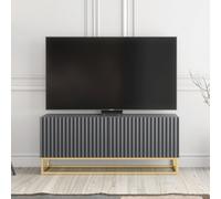 Ripple Tv Unit 100Cm Dark Grey Fluted Design With Push To Open Doors - Creative Furniture