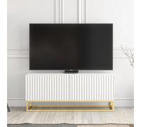 Ripple Tv Unit 100Cm White Fluted Design With Push To Open Doors - Creative Furniture