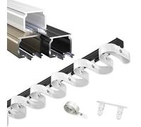 Ripplefold ain Track Set - Ceiling V S Aluminum Traverse System for Living Room, Shower, Room Divider - Easy Installat (Black, 100CM/3.3FT)