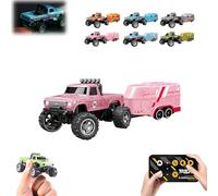 Riprush Mini Monster 1/64, 2026New Off-Road LED Alloy Racer, with LED Lights, 3-Speed Modes, 2.4GHz Racing System, for Ages 14+ Hobbyists and Collectors(Pink)