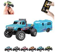 RipRush Mini Monster 1:64 Off-Road LED Alloy Racer, 2025 New 3-Speed Variable Speed Off-Road Vehicle with LED and Remote Control, Unleash Adventure, Build Skills (#B,Blue-2)