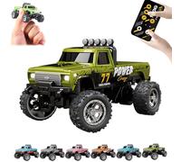 RipRush Mini Monster 1:64 Off-Road LED Alloy Racer, 2025 New 3-Speed Variable Speed Off-Road Vehicle with LED and Remote Control, Unleash Adventure, Build Skills (#A,Green)