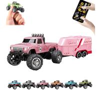 RipRush Mini Monster 1:64 Off-Road LED Alloy Racer, 2025 New 3-Speed Variable Speed Off-Road Vehicle with LED and Remote Control, Unleash Adventure, Build Skills (#B,Pink)