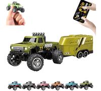 RipRush Mini Monster 1:64 Off-Road LED Alloy Racer, 2025 New 3-Speed Variable Speed Off-Road Vehicle with LED and Remote Control, Unleash Adventure, Build Skills (#B,Green)