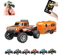 RipRush Mini Monster 1:64 Off-Road LED Alloy Racer, 2025 New 3-Speed Variable Speed Off-Road Vehicle with LED and Remote Control, Unleash Adventure, Build Skills (#B,Orange)