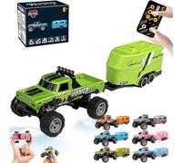 RipRush Mini Monster 1:64 Off-Road LED Alloy Racer,24GHz Mini RC Monster Truck with Trailer&Light,3-Speed Modes/Gyro RC Car,1:64 Scale Alloy RC Big Wheel Truck,USB Rechargeable for Adults Kids (A3)