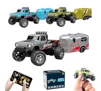 RipRush Mini Monster 1:64 Off-Road LED Alloy Racer, with LED Lights, 3-Speed Modes, 2.4GHz Racing System, Speed/Steering Adjustable, For Ages 14+ Hobbyists and Collectors(Green)