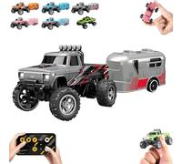 Riprush Mini Monster 1/64, Off-Road LED Alloy Racer, with LED Lights, 3-Speed Modes, 2.4GHz Racing System, for Ages 14+ Hobbyists and Collectors (Grey)