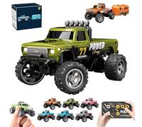 RipRush Mini RC Monster 1:64 Off-Road LED Alloy Racer, Compact Remote Control Truck with LED Lights, 3-Speed Modes, 2.4GHz Racing System, for Gifts (With trailer-D)