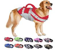 Ripstop Dog Life Vest with Rescue Handle & Reflective Stripes, Floating Safety Swimsuit for Small, Medium, Large Dogs - Perfect for Pool, Beach, Boating(Red,L)