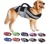 Ripstop Dog Life Vest with Rescue Handle & Reflective Stripes, Floating Safety Swimsuit for Small, Medium, Large Dogs - Perfect for Pool, Beach, Boating(Black,L)