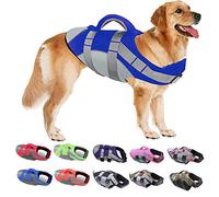 Ripstop Dog Life Vest with Rescue Handle & Reflective Stripes, Floating Safety Swimsuit for Small, Medium, Large Dogs - Perfect for Pool, Beach, Boating(Blue,S)