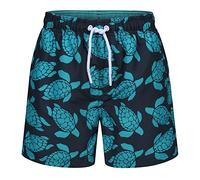 RIPT Boy's Quick Dry Uv 50 Sun Protection Peach Finish Swim Shorts Trunks, Navy/Turquoise, 11-12 Years