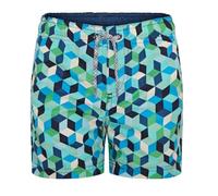 RIPT Boy's Quick Dry UV 50 Sun Protection Peach Finish Swimming Swim Shorts Trunks, Blue Geometric Print, 3-4 Years