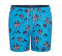 RIPT Boy's Quick Dry Uv 50 Sun Protection Peach Finish Swim Shorts Trunks, Blue Palm Tree Print, 7-8 Years