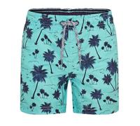 RIPT Boy's Quick Dry UV 50 Sun Protection Peach Finish Swimming Swim Shorts Trunks, Green Palm Tree Print, 3-4 Years