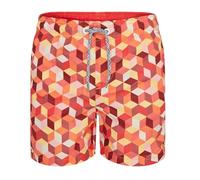 RIPT Boy's Quick Dry UV 50 Sun Protection Peach Finish Swimming Swim Shorts Trunks, Orange Geometric Print, 5-6 Years