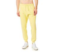 RIPT Men’s Fleece Joggers with Drawstring Waist Cuffed Tracksuit Bottoms with Pockets Soft Touch Sweatpants for Gym & Loungewear (Yellow, S)