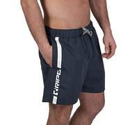 RIPT Men’s Quick Dry Swim Shorts with Mesh Lining Drawstring Waist UV50 Sun Protection Beach & Swimming Trunks (Navy/White, L)