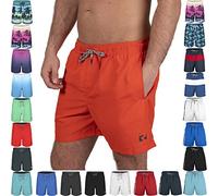 RIPT Men’s Quick Dry Swim Shorts with Mesh Lining Drawstring Waist UV50 Sun Protection Beach & Swimming Trunks (Red, XL)