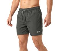 RIPT Men’s Quick Dry Swim Shorts with Mesh Lining Drawstring Waist UV50 Sun Protection Beach & Swimming Trunks (Charcoal, M)