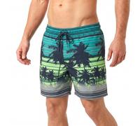RIPT Men’s Quick Dry Swim Shorts with Mesh Lining Drawstring Waist UV50 Sun Protection Beach & Swimming Trunks (Lime/Blue, XL)