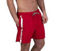 RIPT Men’s Quick Dry Swim Shorts with Mesh Lining Drawstring Waist UV50 Sun Protection Beach & Swimming Trunks (Red/White, XL)