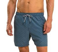 RIPT Men's Performance Essentials Quick Dry UV 50 Sun Protection Swim Shorts Trunks, Pale Blue Diamond Print, S