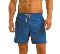 RIPT Men's Performance Essentials Quick Dry UV 50 Sun Protection Swim Shorts Trunks, Blue Swirl Print, M