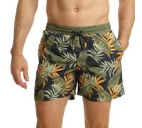 RIPT Mens Performance Essentials Quick Dry Uv 50 Sun Protection Swim Shorts Trunks, Navy/Green Jungle Print, S UK