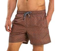 RIPT Men's Performance Essentials Quick Dry UV 50 Sun Protection Swim Shorts Trunks, Orange Swirl Print, S