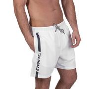 RIPT Men's Performance Essentials Quick Dry UV 50 Sun Protection Swim Shorts Trunks, White/Navy, S