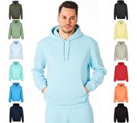 RIPT Men's Plain Long sleeve Hoodie Soft Touch Hooded Loungewear Sweatshirt Top, Aquamarine, M