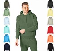 RIPT Men's Plain Long sleeve Hoodie Soft Touch Hooded Loungewear Sweatshirt Top, Army, XXL
