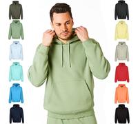RIPT Men's Plain Long sleeve Hoodie Soft Touch Hooded Loungewear Sweatshirt Top, Khaki, XXL