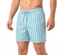 RIPT Men's Swim Shorts Quick Dry UV 50, Light Blue Striped, L