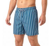 RIPT Men's Swim Shorts Quick Dry UV 50, Navy Blue Striped, L