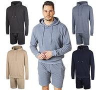 RIPT Performance Men's Pyjamas Hooded Top and Short Loungewear Set, Blue, XL