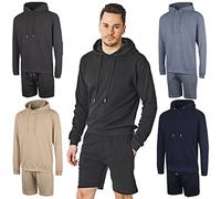 RIPT Performance Men's Pyjamas Hooded Top and Short Loungewear Set, Charcoal, S