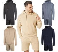 RIPT Performance Men's Pyjamas Hooded Top and Short Loungewear Set, Sand, XXL