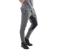 RIPT Performance Mens Workout Training Zip Ankle Contrast Joggers Tapered Slim Fit Jogging Bottoms, Grey Marl/Black, Small - XX-Large