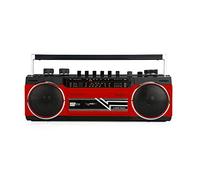 Riptunes Cassette Boombox, Retro Blueooth Boombox, Cassette Player and Recorder, AM/FM/SW-1-SW2 Radio-4-Band Radio, USB, and SD, RED