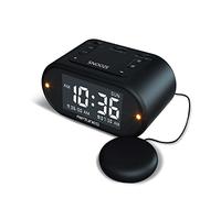 Riptunes Loud Alarm Clock with Bed Shaker for Heavy Sleepers & Hearing Impaired - Dual Alarm for Bedroom Weekday and Weekend Settings USB Charging, Dimmer, Snooze (Black)